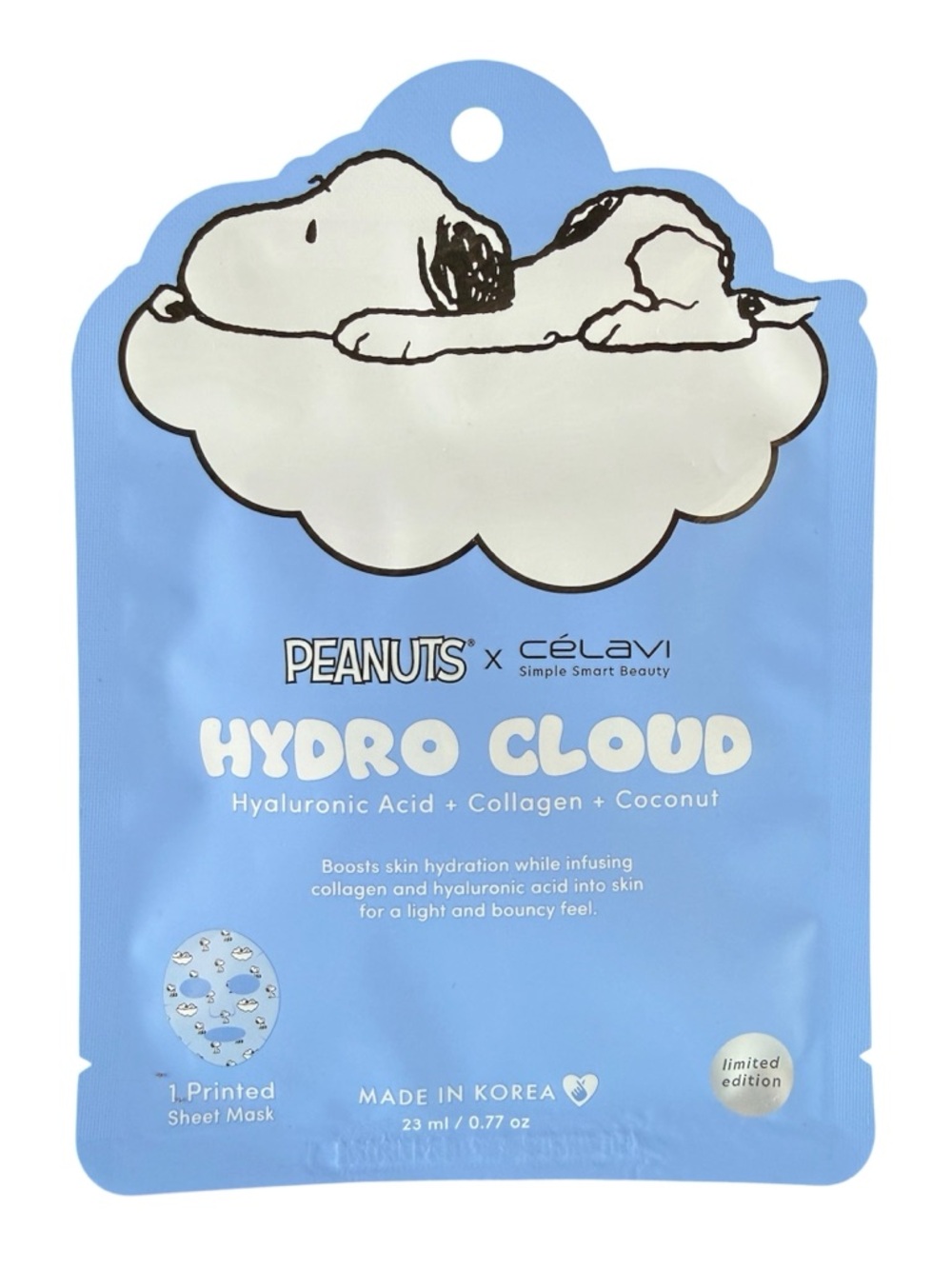 Célavi X Peanuts Snoopy Hydro Cloud
Facial Mask